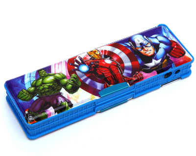 

Wembley Wimbley Big Pencil Box With two compartment with sharpener - hulk and avengers characters Wimbley Big Pencil Box With two compartment with sharpener - hulk and avengers characters Art Plastic Pencil Box(Set of 1, Blue)
