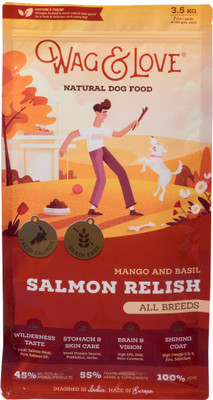 

Wag & Love Fresh Salmon Based Natural Dry Dog Food for All Breeds Chicken, Fruit, Meat 3.5 kg Dry Dog Food(Pack of 7)