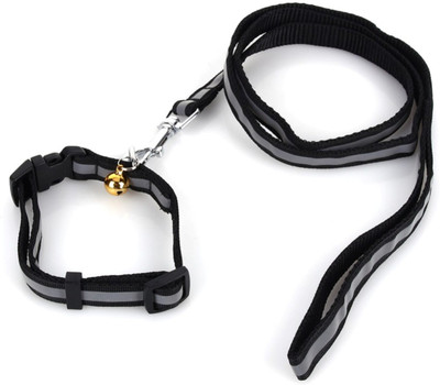 

W9 Imported High Quality Nylon Leash With Collar Set For Puppy-1.5 CM Dog Collar & Leash(, Black