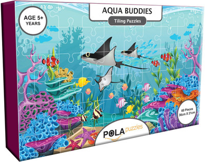 

pola puzzles Aqua Buddies Tiling Puzzles 60 Pieces For Kids Age 5 years and above Multi Color Size 36CM X 21CM Jigsaw Puzzles for Kids(60 Pieces)