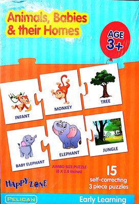 

Tingoking "Animals,Babies & their Homes" Educational & Learning Puzzle Game For Kids(15 Pieces)