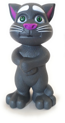 

The Game Begins Talking Tom Cat Toy for kids, Repeats what you say, Grey color, Height 20 cm(Grey)