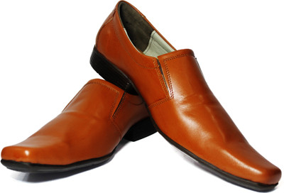 

BLUE FOX brown slip on formals Slip On For Men(Brown
