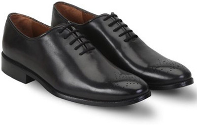 

BRUNE BRUNE BLACK LEATHER WHOLE CUT / ONE PIECE MIDALLION TOE MEN OXFORD SHOES Oxford For Men(Black