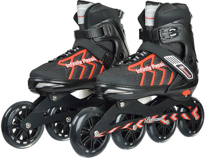 

Iris 100 mm Carbon-Steel Adjustable In-line Skates - Size 5.5-7.5 UK(Multicolor), Red;black