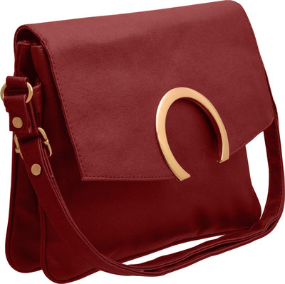 

TAP FASHION Women Casual Maroon PU Sling Bag