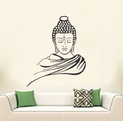 Asmi Collections 75 cm Asmi Collections Wall Stickers God Buddha - Black Removable Sticker(Pack of 1)