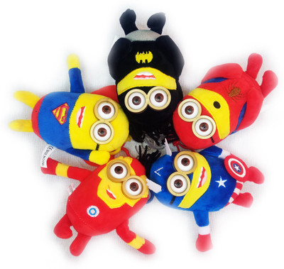 

theperfectbazaar.com Cute Minion superhero Combo set of 5 character Soft Toy for Kids Birthday Gift (12 cm) - 12 cm(Red, Blue, Black), Black;blue;red