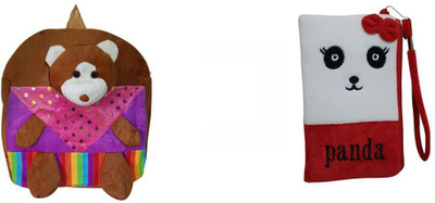 

Global Choice Set of Teddy Soft Toy Bag & Cute Panda Pouch - 14 inch(Brown, White)