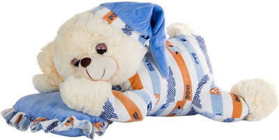 

ToynJoy Cute & Lovable Plush Lying Pillow Animal Teddy Bear as Special Gift - 30 cm(Blue)