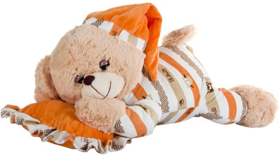 

ToynJoy Cute & Lovable Plush Lying Pillow Animal Orange Teddy Bear as Special Gift - 30 cm(Orange)