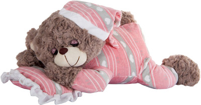 

ToynJoy Cute & Lovable Plush Lying Pillow Animal Brown Teddy Bear as Special Gift - 30 cm(Brown)