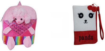 

Global Choice Set of Sheep Soft Toy bag & Cute Panda Pouch - 14 inch(Baby Pink, White)