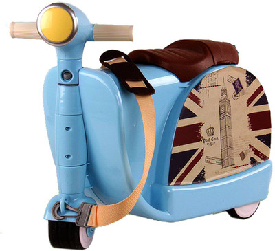 

Di Grazia Kids Ride on Seat Skootcase Trolley with 2 wheel Cabin Luggage -  inch(Blue