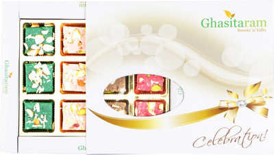

Ghasitaram Gifts Exotic Assorted Kaju Sugarfree Squares Box(300 g, Box)