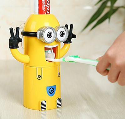 

DIVINEZON Minion Brush Holder And Automatic Toothpaste Dispenser Plastic Toothbrush Holder(Yellow, White, Wall Mount), White;yellow