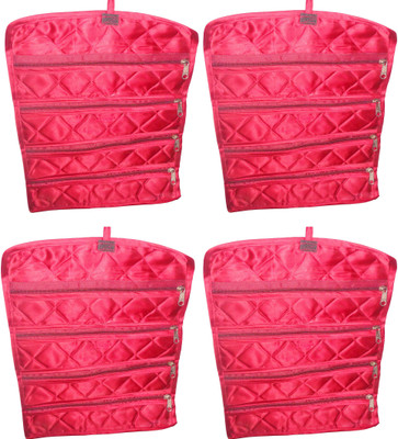 

sarohi Pack of 4 Travel Watch Chain Bracelet Anklets Paille Foldable Bag Jewellery Vanity Box(Red)