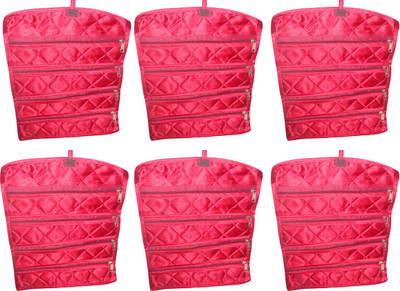 

sarohi Pack of 6 Travel Watch Chain Bracelet Anklets Paille Foldable Bag Jewellery Vanity Box(Red)