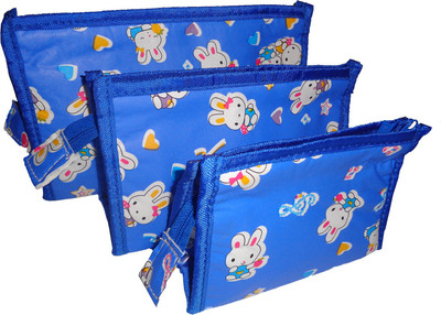 

sarohi Set of 3 Toiletry Bag Jewelry Case Makeup Vanity Box(Blue)