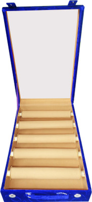 

Afrose 5 Roll Rod Wodden Velvet Bangles Box With Clear Plastic Box Vanity Box(Blue)