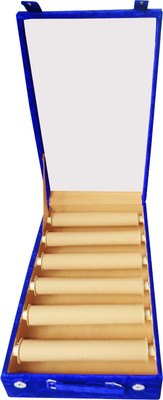 

Afrose 6 Roll Rod Wodden Velvet Bangles Box With Clear Plastic Box Vanity Box(Blue)