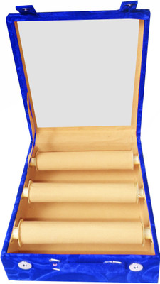 

Afrose 3 Roll Rod Wodden Velvet Bangles Box With Clear Plastic Box Vanity Box(Blue)