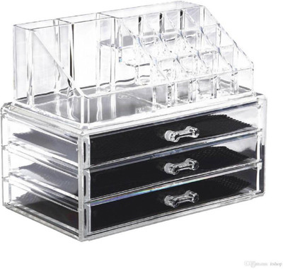 

WDS Clear Cosmetic Organizer with Drawer Makeup, Jewellery, Multi purpose Vanity Box (Transparent) Makeup Vanity Box(Transparent)