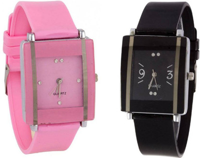 

Montres New Stylish Black_Pink Square Dial Men & Women Watch - For Girls