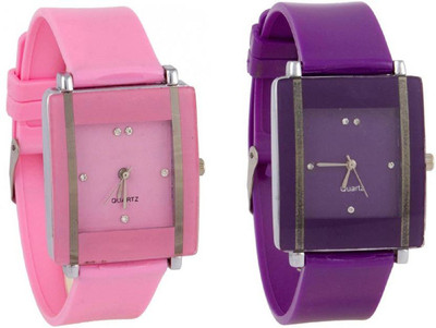 

Montres New Stylish Pink_Purple Square Dial Girls Watch - For Women
