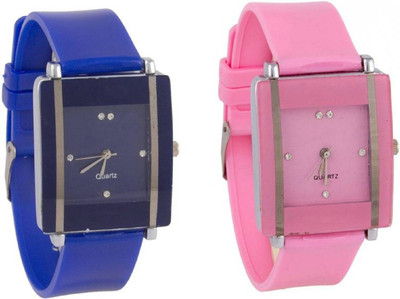 

Montres New Stylish Blue_Pink Square Dial Fancy Men & Women Watch - For Boys & Girls