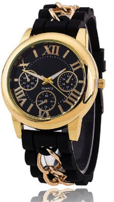 

Talgo New Arrival Festive Season Special New Collection Geneva Round Black Dial Gold Case Dial Attractive And Comfertable Rubber And chain Strap TGGENEVARBRCHAIN Watch - For Boys