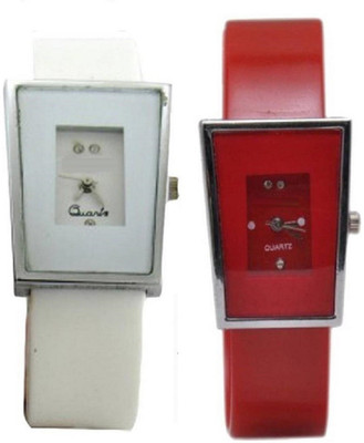 

Freny Exim New arrival designer combo watch white red dial womens watch Coloured dial Watch - For Girls