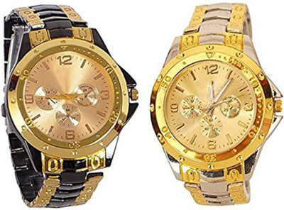 

Freny Exim New stylish attractive combo watch silver golden black golden round dial mens watch Big size dial Watch - For Boys