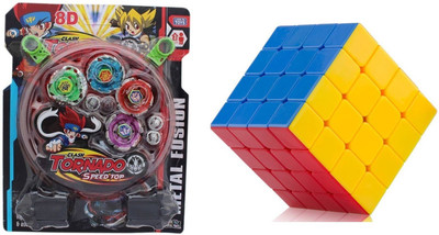 

Civil 4x4x4 Stickeless Power Smooth Cube With 4pcs Stadium Beyblade-Pack of 2(Multicolor)