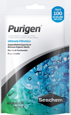 

Seachem Purigen® 100ml | Highest Organic Removal Capacity | Helps Control Ammonia/Nitrite/Nitrate | Color Changes As It Exhausts; Easily Regenerated | Power Aquarium Filter(Chemical Filtration for Salt Water and Fresh Water)