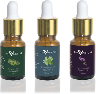 

Maverick Pure Lavender, Peppermint & Tea Tree essential oil 3 in 1 pack with dropper(10 ml)
