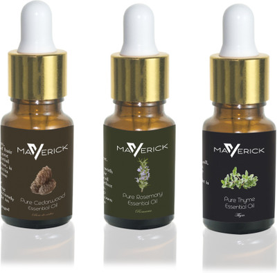 

Maverick Pure Rosemary, Cedar Wood & Thyme essential oil 3 in 1 pack with dropper(10 ml)
