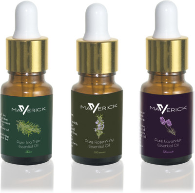 

Maverick Pure Lavender, Rosemary & Tea Tree essential oil 3 in 1 pack with dropper(10 ml)