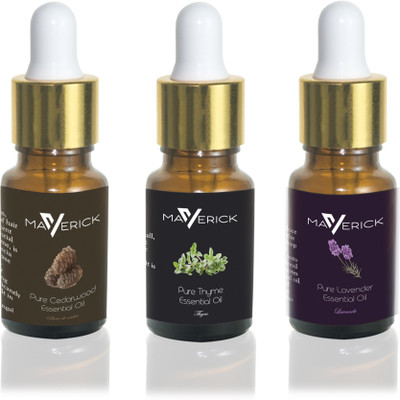 

Maverick Pure Lavender, Cedar wood & Thyme essential oil 3 in 1 pack with dropper(10 ml)