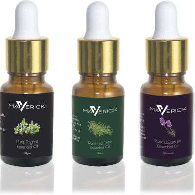 

Maverick Pure Lavender, Thyme & Tea Tree essential oil 3 in 1 pack with dropper(10 ml)