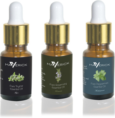 

Maverick Pure Rosemary, Thyme & Peppermint essential oil 3 in 1 pack with dropper(10 ml)