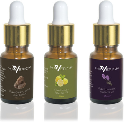 

Maverick Pure Lavender, Cedar wood & Lemon essential oil 3 in 1 pack with dropper(10 ml)