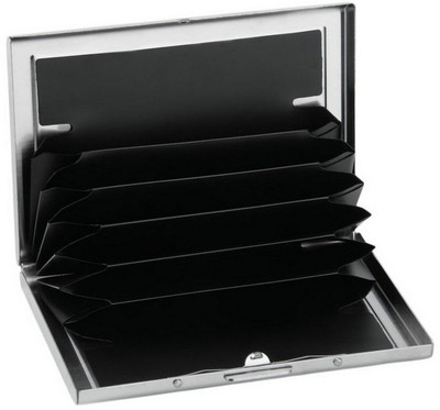 

Menzy Easy Carry Pocket Size Stainless Steel Wallet Or Case 6 Card Holder(Set of 1, White, Silver)