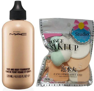 

Studio Combo Of 6 Puff With MAC Perfecting Face & Body Liquid Foundation(Set of 2)