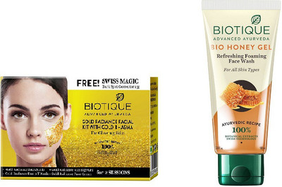 

BIOTIQUE BIO Bio Honey Oil Refreshing Foaming Face Wash, Gold Radiance Facial Kit(Set of 2)