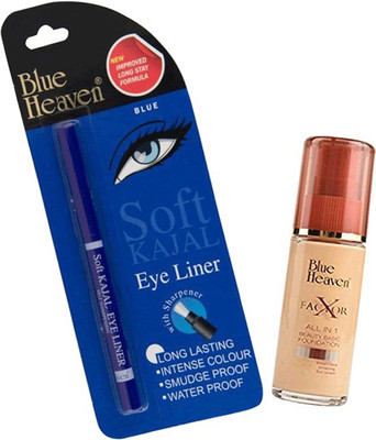 

Blue Heaven EXTRA BLACK WATERPROOF KAJAL WITH X-FACTOR FOUNDATION(Set of 2)