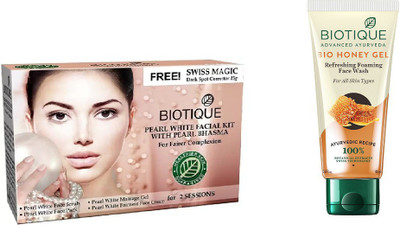 

BIOTIQUE BIO Bio Honey Oil Refreshing Foaming Face Wash, Bio Pearl White Facial Kit(Set of 2)