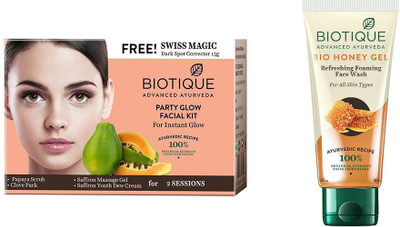 

BIOTIQUE BIO Bio Party Glow Facial Kit, Bio Honey Oil Refreshing Foaming Face Wash(Set of 2)