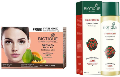 

BIOTIQUE BIO Bio Party Glow Facial Kit, Bio Berberry Hydrating Cleanser(Set of 2)