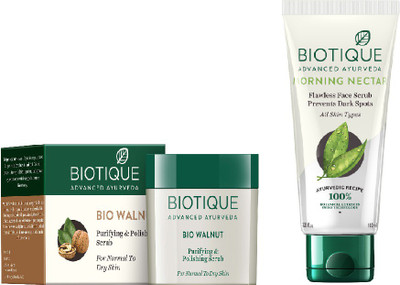 

BIOTIQUE BIO Bio Walnut Purifying & Polishing Scrub, Bio Morning Nectar Face Scrub(Set of 2)